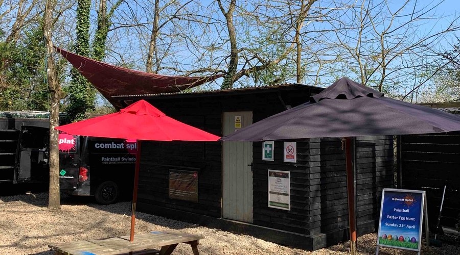 Large reception with covered seating area