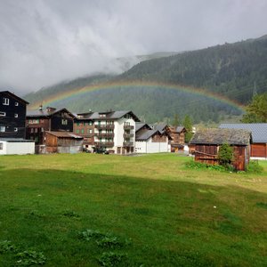 Blick aus dem Fenster während des Frühstücks. 