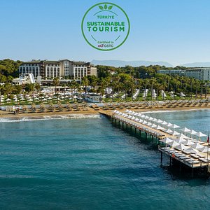 Discover pure paradise in our aerial snapshot: Behold the elegance of our main hotel building, the embrace of Sorgun Forest, the allure of beachfront luxury, and the warmth of our family jetty. Experience the ultimate escape at its finest.