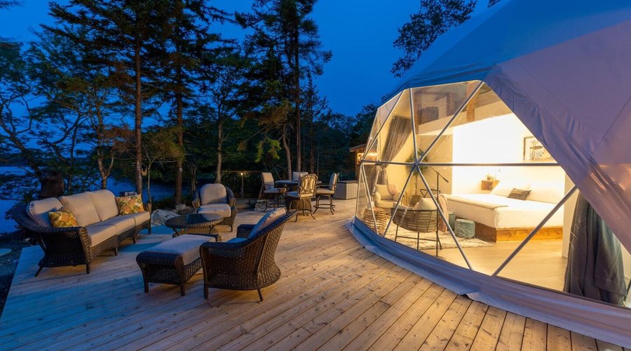 Private Lakeside Luxury Retreat, welcome to the new era of Geodesic Glamping adventures. This is a one of a kind accommodation, and yes it really is like this, picture yourself sitting here!

Resort like accommodation
