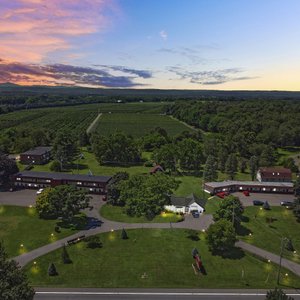 Aerial view of the property and beyond