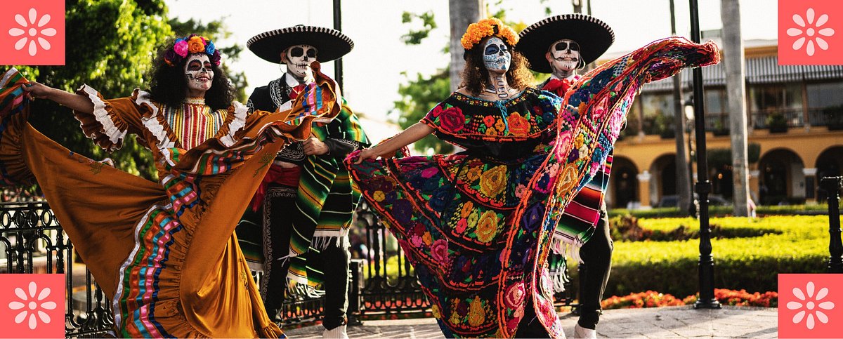 Couples dancing and celebrating the day of the dead