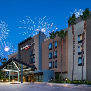 Hotel Exterior with Fireworks