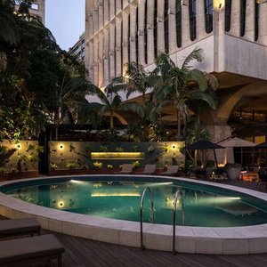 Exterior view of swimming pool with resort view