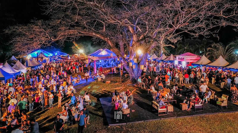 Aerial view of crowd at night at the Jamaica Food and Drink Festival
