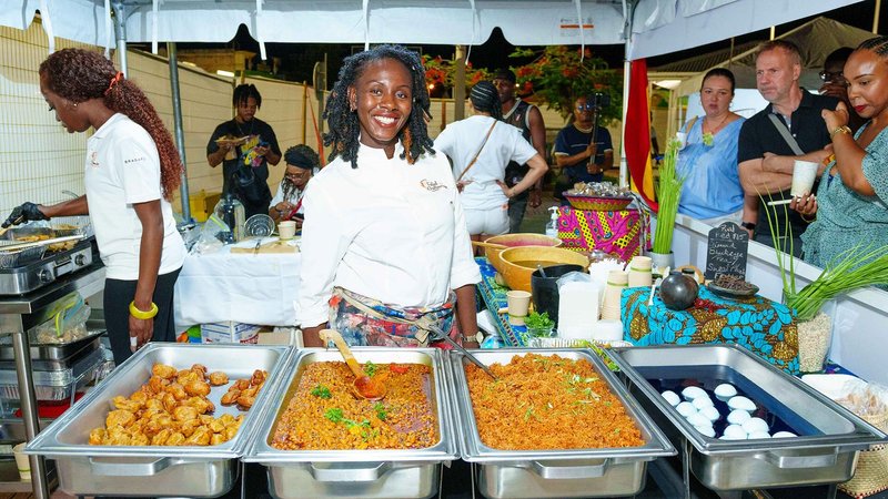 Chef inside food tent at the Festival de la Gastronomie of Saint - Martin