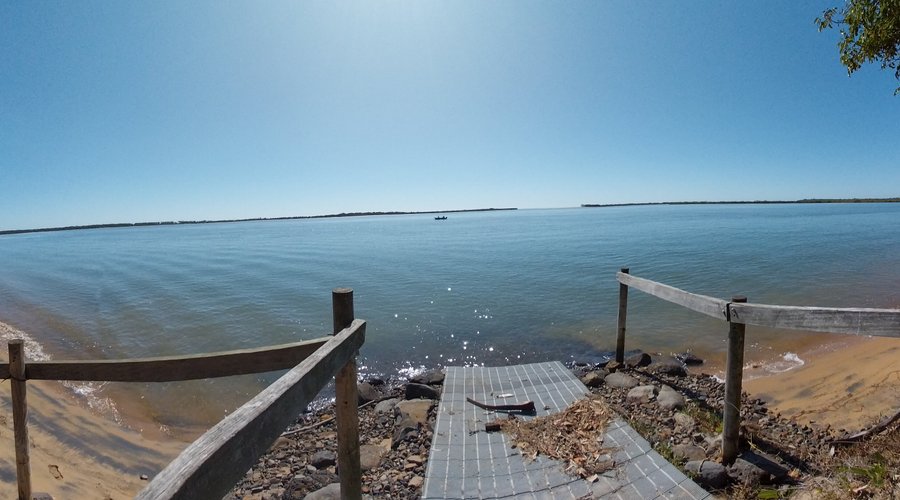 Looking across the water to the open sea