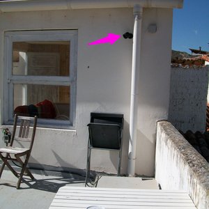 CCTV on the roof terrace, where you are supposed to sunbathe whilst Mr Lopez watches you.