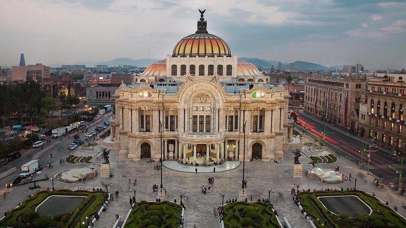 Aerial view of Palacio de Bellas Artes in Mexico City