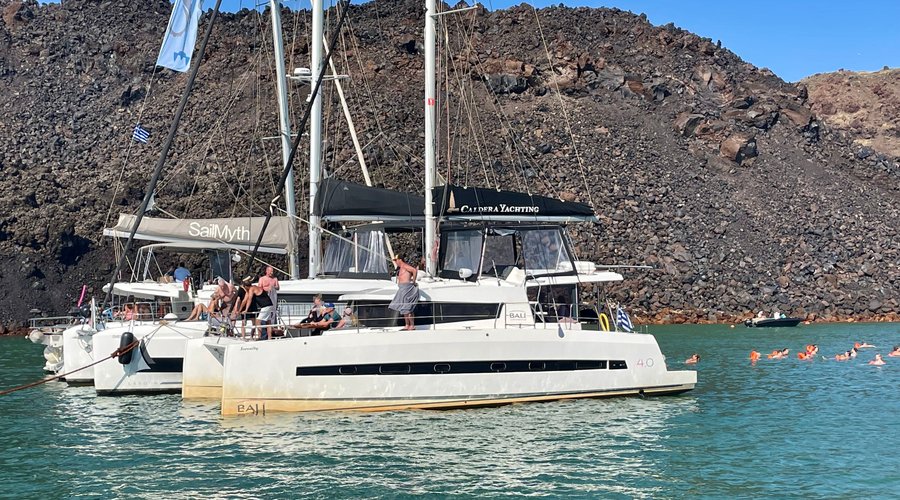 Nea Kameni (or ‘New Burnt Island’) is an uninhabited island, smack bang in the middle of the Santorini caldera. 