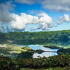 Lagoa do Fogo is a crater lake within the Agua de Pau Massif stratovolcano  in the center of the island of Sao Miguel in the Portuguese archipelago of  Stock Photo - Alamy