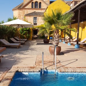 Pool area with chapel