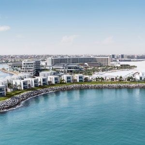 Located on a man-made island, the resort offers an idyllic escape