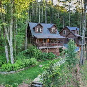 Uncle Earl's Cabin and Mam's Refuge. They share a deck and are perfect for friends and family who want to travel together.
