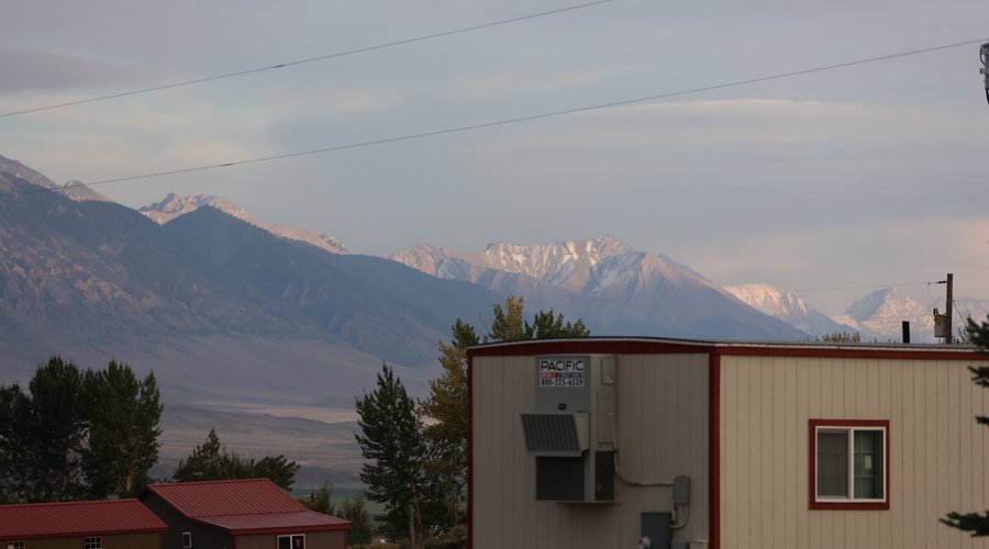 View of the mountains in the distance from the parking lot