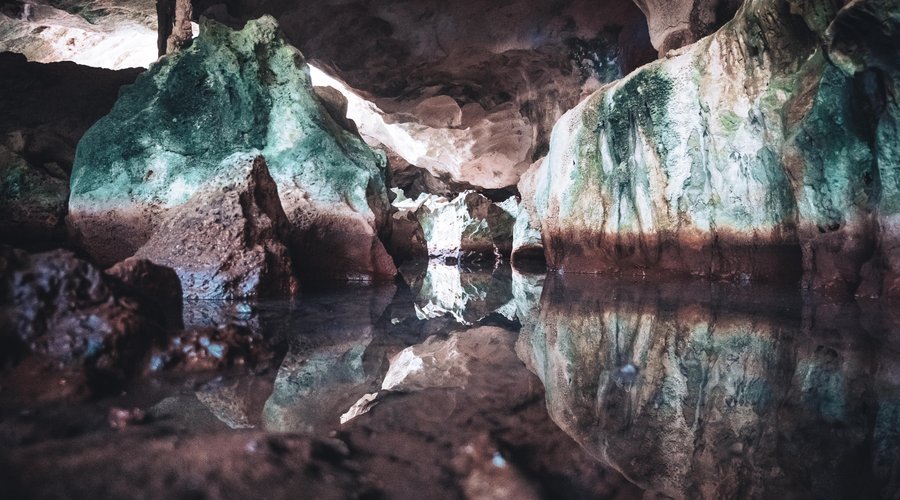 The Conch Bar Cave pools fluctuate with the ocean tide.