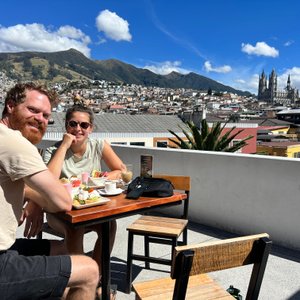Breakfast on our rooftop 