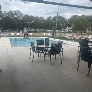Very clean RV park. It is decorated so cute in black and white. We are so impressed with the customer service and the park. All of the site are concrete pads and are large enough for any size RV. Would definitely stay again.