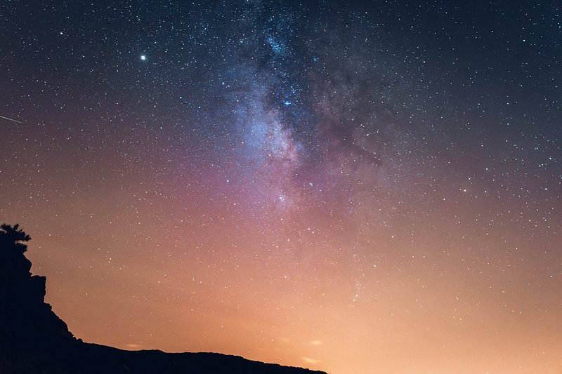 Blick auf die Sterne über Teneriffa, Kanarische Inseln, Spanien