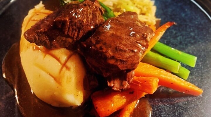 One of our daily specials 
Beef Cheeks with Mash, Tenderstem Brocoli and Carrots 