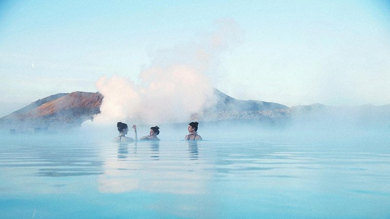 Group of people soaking at Blue Lagoon, Iceland