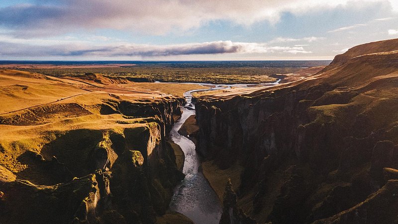 Aerial view of Asbyrgi Canyon, Iceland