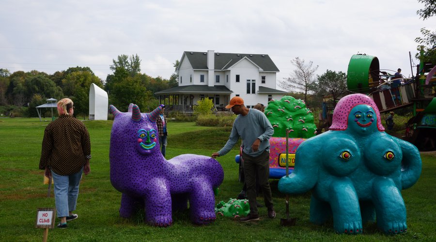 "Grief Truck" by Brett Douglas Hunter stands in front of Franconia's Residency House.