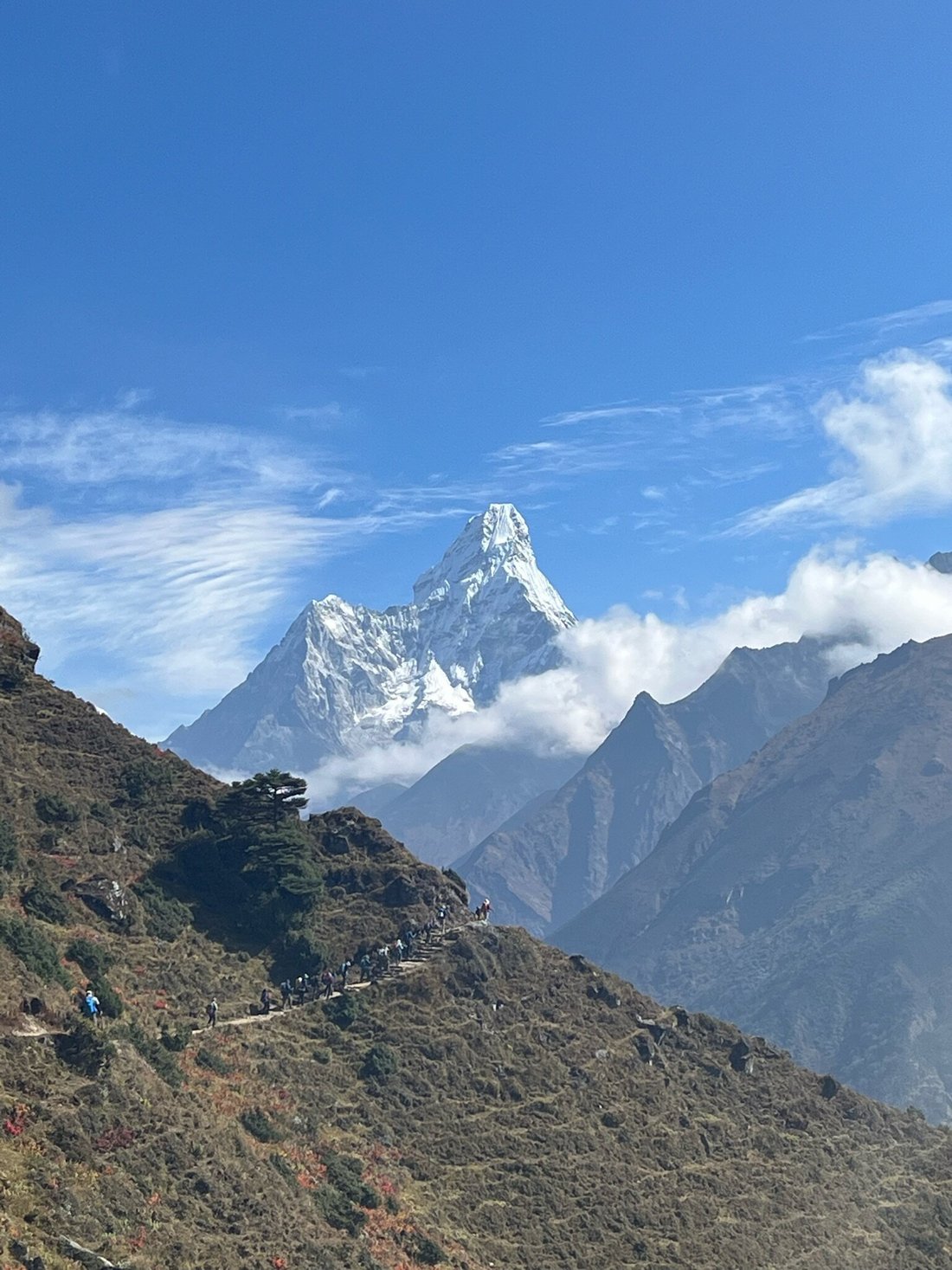 A clear view of Ama Dablam on a day hike from Namche Bazaar