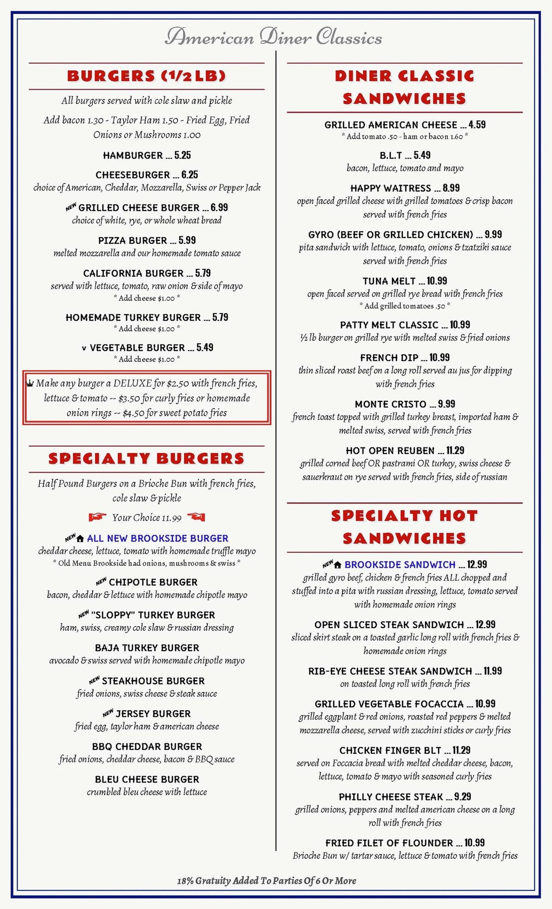 BROOKSIDE DINER & RESTAURANT, Whippany - Menu, Prices & Restaurant ...