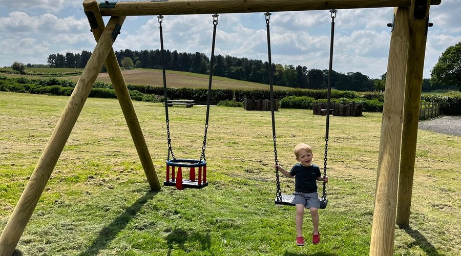 Outdoor children's play area with a view of our amazing scenary. 