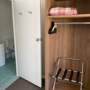 Looking into the bathroom