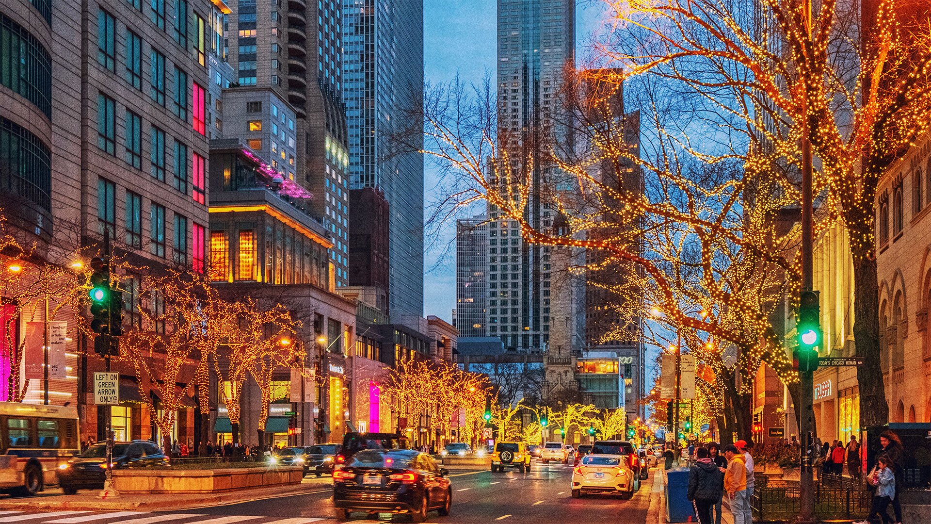 Michigan Avenue Chicago Christmas Lights