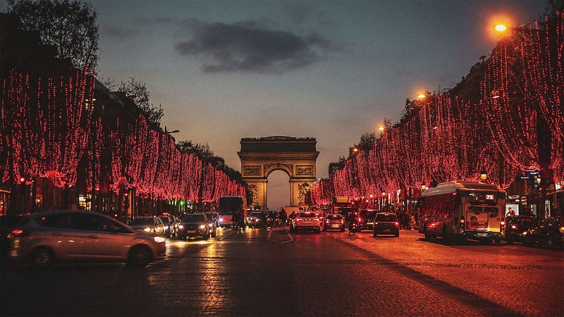 Christmas lights at champs elysses in Paris