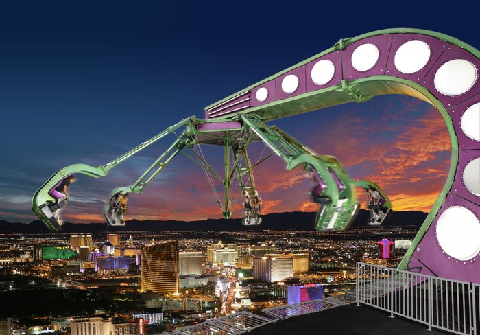 Three amusements on the stratosphere tower pod.