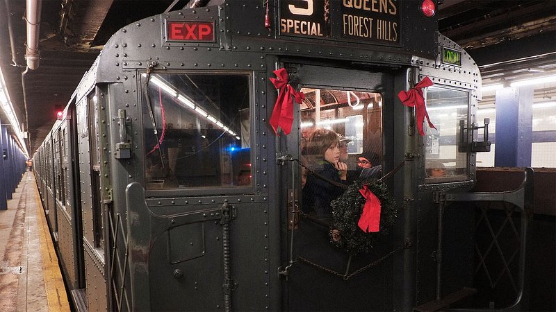 Tourist on board the Holiday Nostalgia Train, in New York