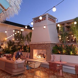 The Backyard, New Open-Air Social Dining connected to Little Palm at center of hotel.