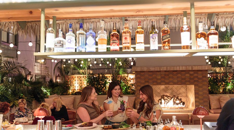 The Backyard, New Open-Air Social Dining connected to Little Palm at center of hotel. 