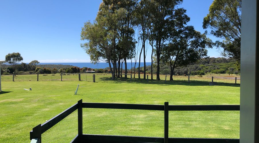 Views out over Billy's beach from the deck of Montague Cottage.