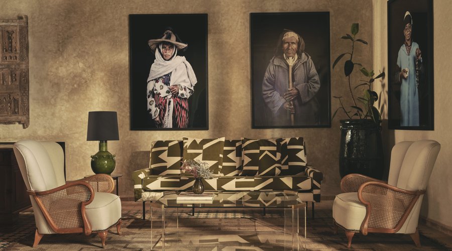 The reception at IZZA, with artwork from Lelila Alaoui - Les Marocains
