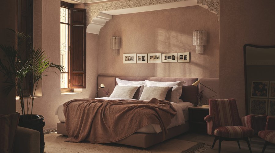 Yves - one of our largest rooms inspired by one of the most iconic individuals of Morocco's counter-cultural past, Yves Saint Laurent.