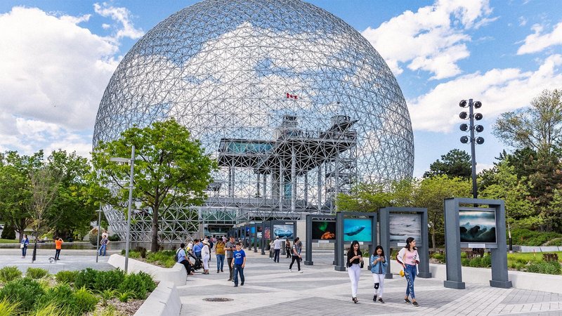 Tourists walking through Parc Jean Drapeau, in Montreal