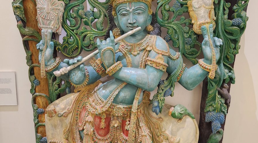 A fabulous wooden sculpture of Krishna