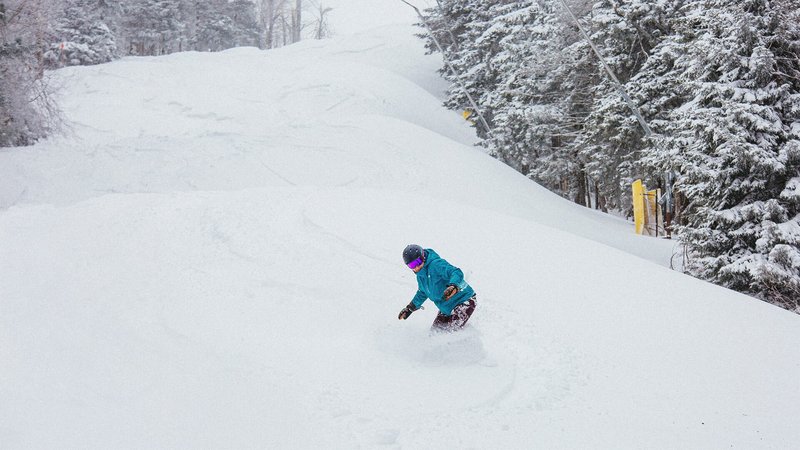 Snowboarding at Snowshoe Mountain Resort, in West Virginia