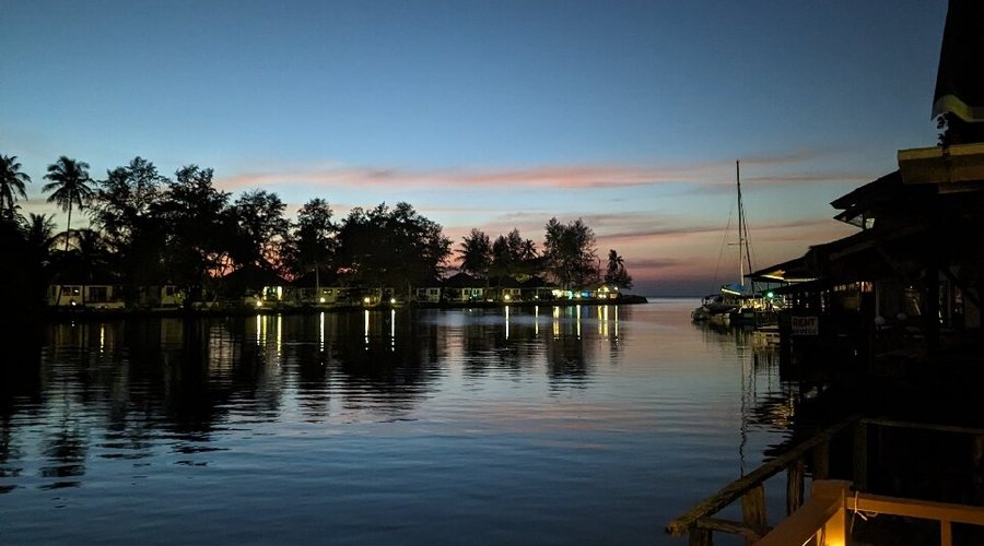 View from the decking area over the water