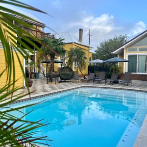 Pool view from hot tub 