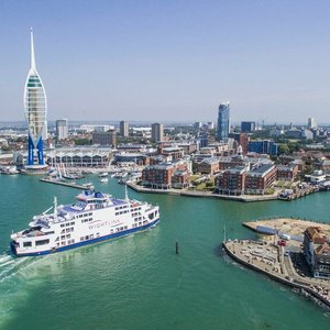 Portsmouth Harbour with its historical dockyard where you can visit HMS Victory, Nelson’s flagship, The Mary Rose &  HMS Warrior 