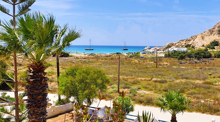Enjoy the magnificent sea view of Mikri Vigla beach from our garden.