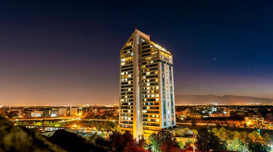 a hotel above the blue sky of Shiraz