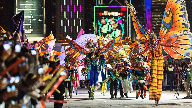 Performers in Night Parade in Hong Kong 