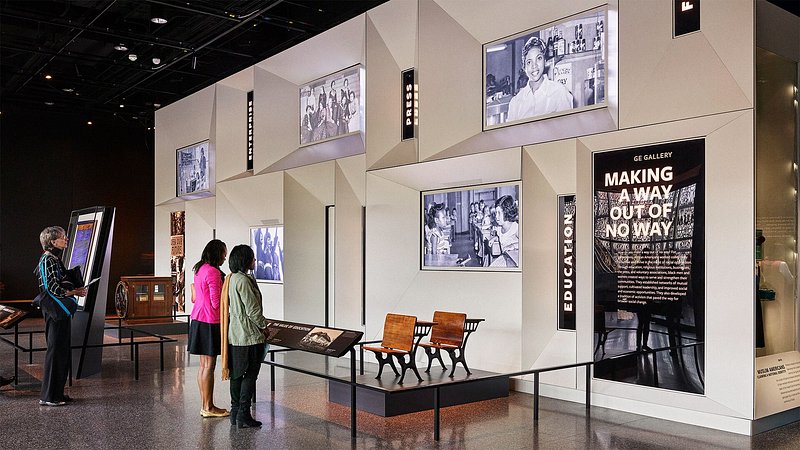 People viewing exhibit at Smithsonian's National Museum of African American History and Culture 